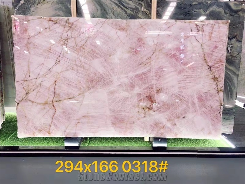 Pink Rectangle Table Top Natural Crystal Quartzite