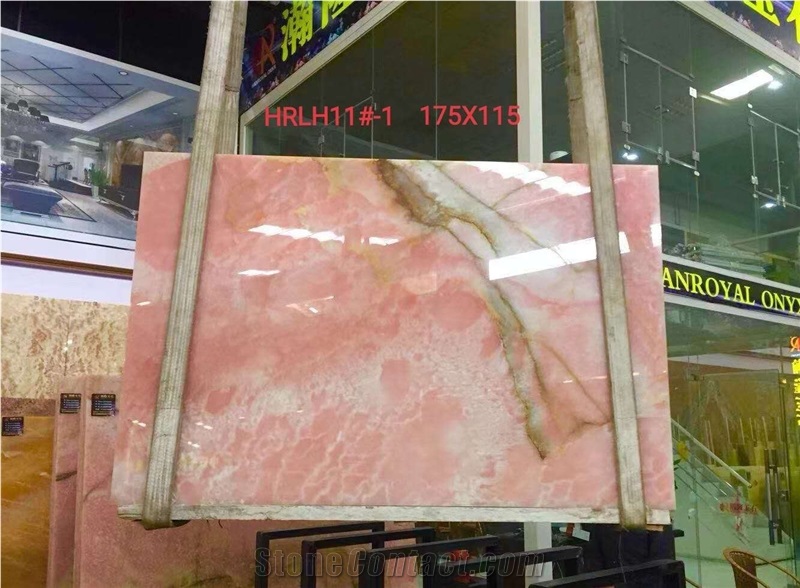 Polished Persian Pink Onyx Slab