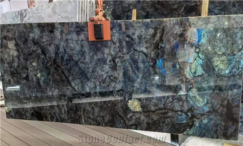 Polished Madagascar Labradorite Blue Granite Slab
