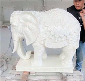 Pure White Marble Garden Animal Stone Carving Statues
