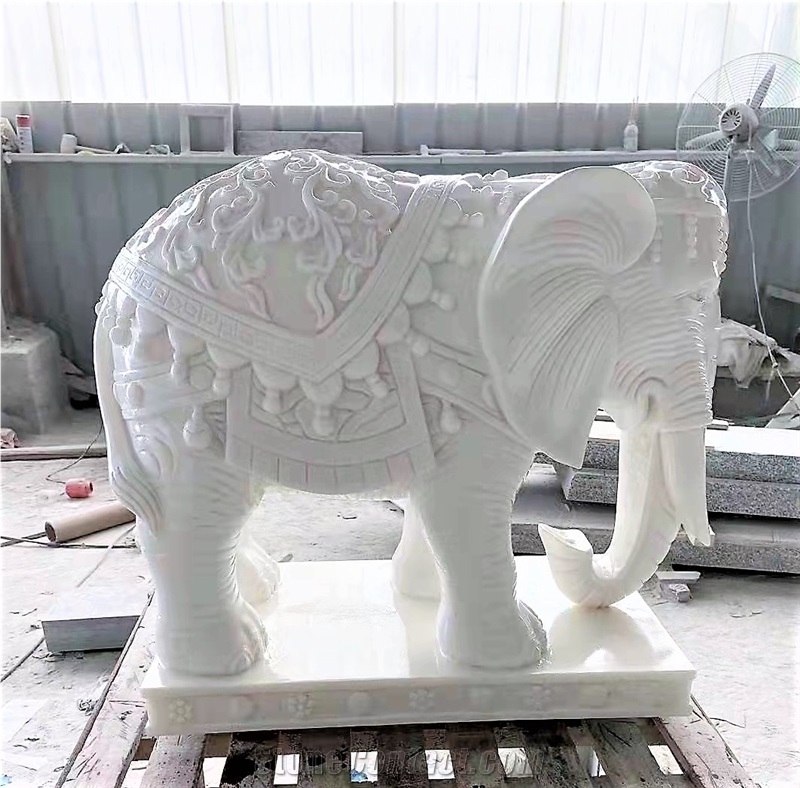Pure White Marble Garden Animal Stone Carving Statues