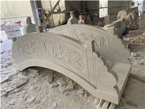 White Marble Relief Stone Garden Landscape Bridge