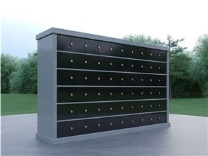 White Granite Columbarium With Black Stone Niches Cemetery