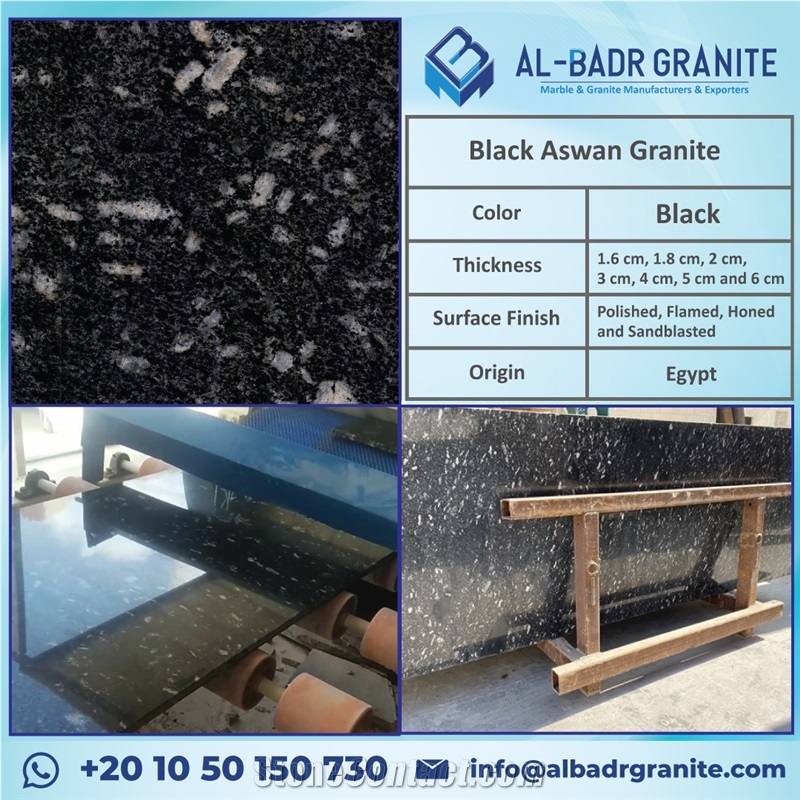 Black Aswan Granite Slabs And Tiles - Albadr Granite
