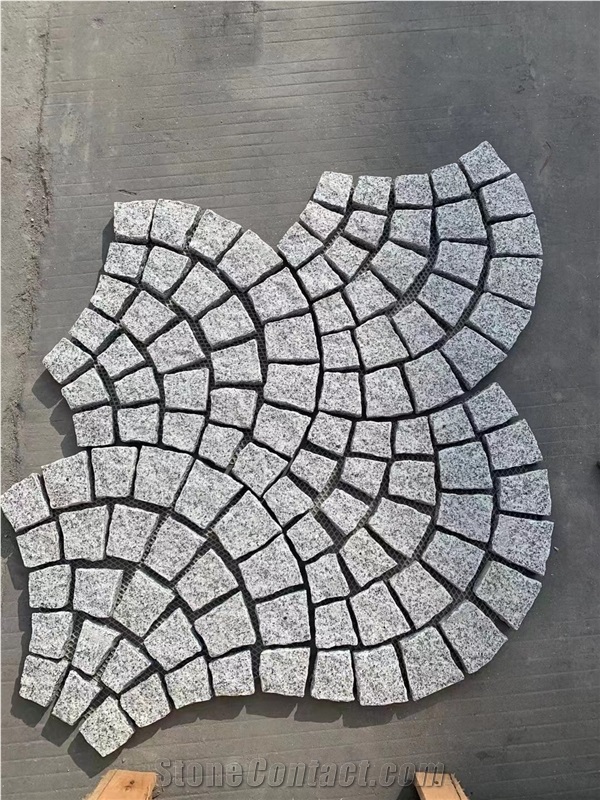 Cube Stone Paver Grey Granite Mesh Cobblestone Pavement
