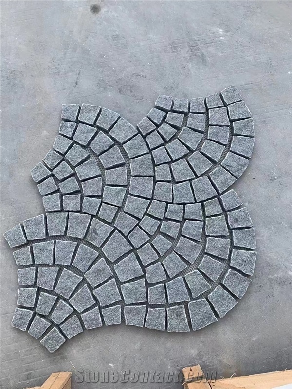 Cube Stone Paver Grey Granite Mesh Cobblestone Pavement