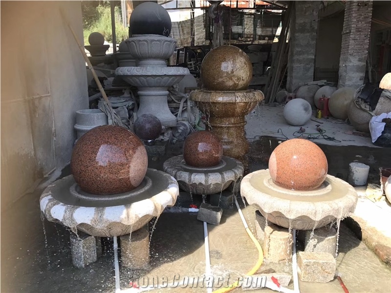 Landscaping Stone Garden Fountain Granite Rolling Sphere
