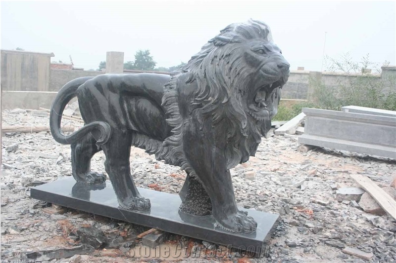 Stone Animal Outdoor Sculpture Granite Lion Guardian Statue