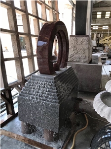 Stone Indoor Fountain Granite Rolling Sphere Water Features