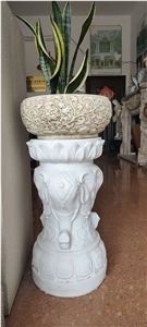 Stone Sculpt Flower Stand Marble Outdoor Garden Planter Vase