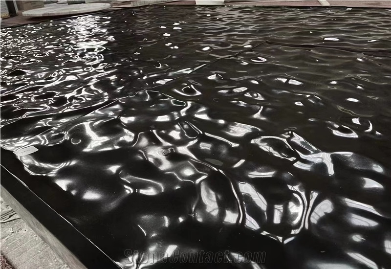 Stone Sunken Bas Relief Tile Black Marble Wall Laser 3D Tile