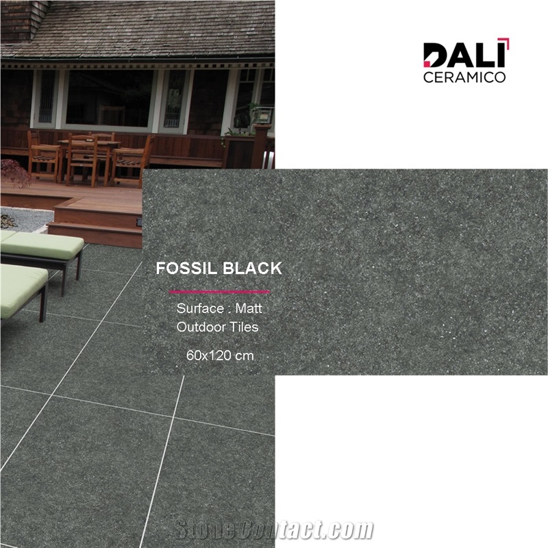 FOSSIL BLACK - Matt Outdoor Tiles 60X120cm 20Mm Full Body Paving Tiles
