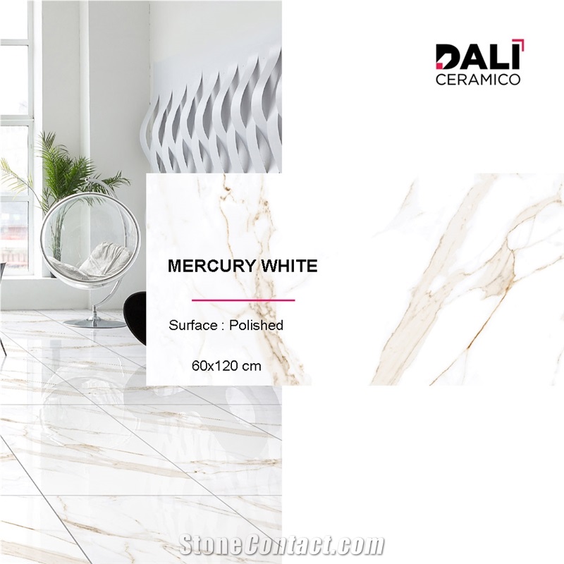 MERCURY WHITE - Polished Porcelain Tiles 60X120cm