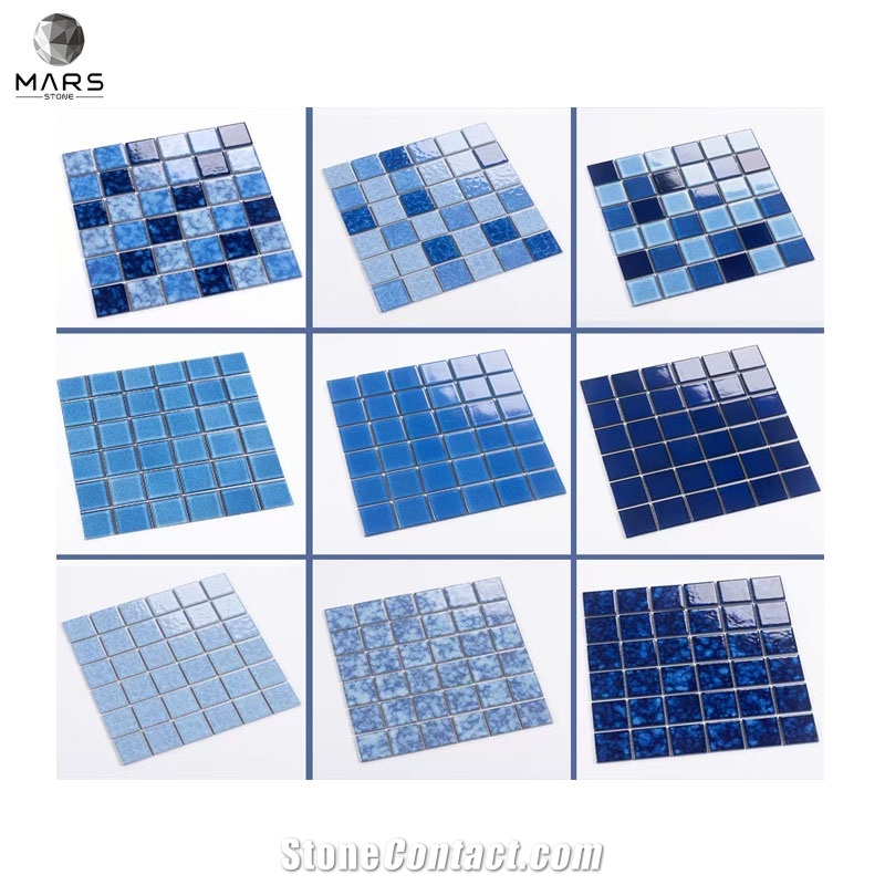 30*30Mm Modern Waterline Swimming Pool Glass Mosaic Tiles