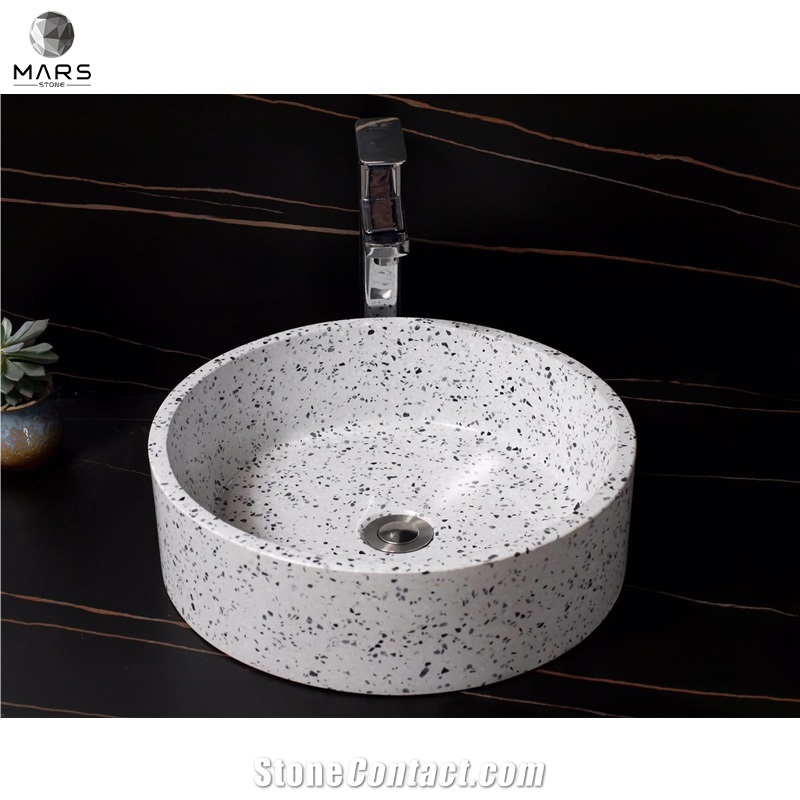 Artificial Cement Terrazzo Stone Washbasin Round Hand Basin