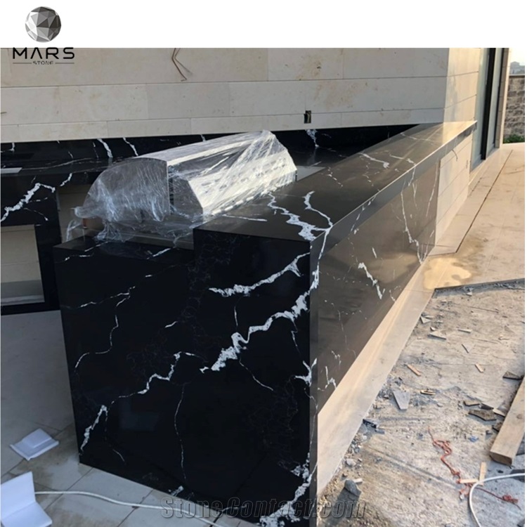 Black Artificial Quartz Stone Bar Counter Top Countertop