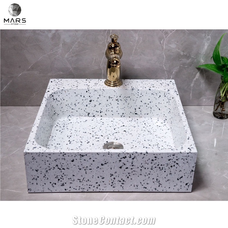 China Coloured Bathroom Sinks Stone Terrazzo Wash Basin
