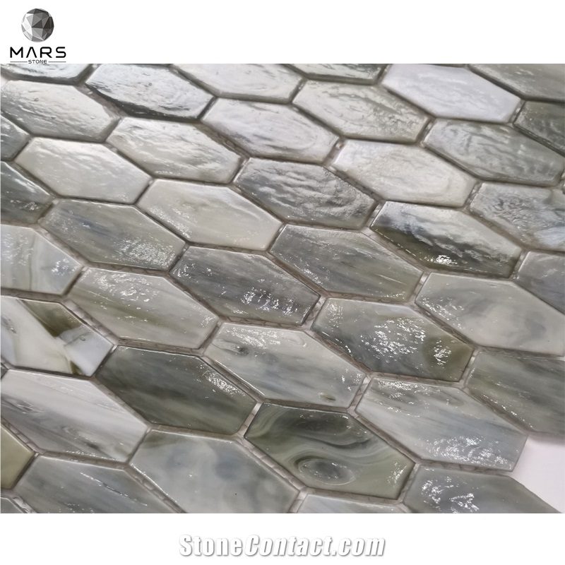 High Quality Glass Water Jet Mosaic Golden Mirror Wall