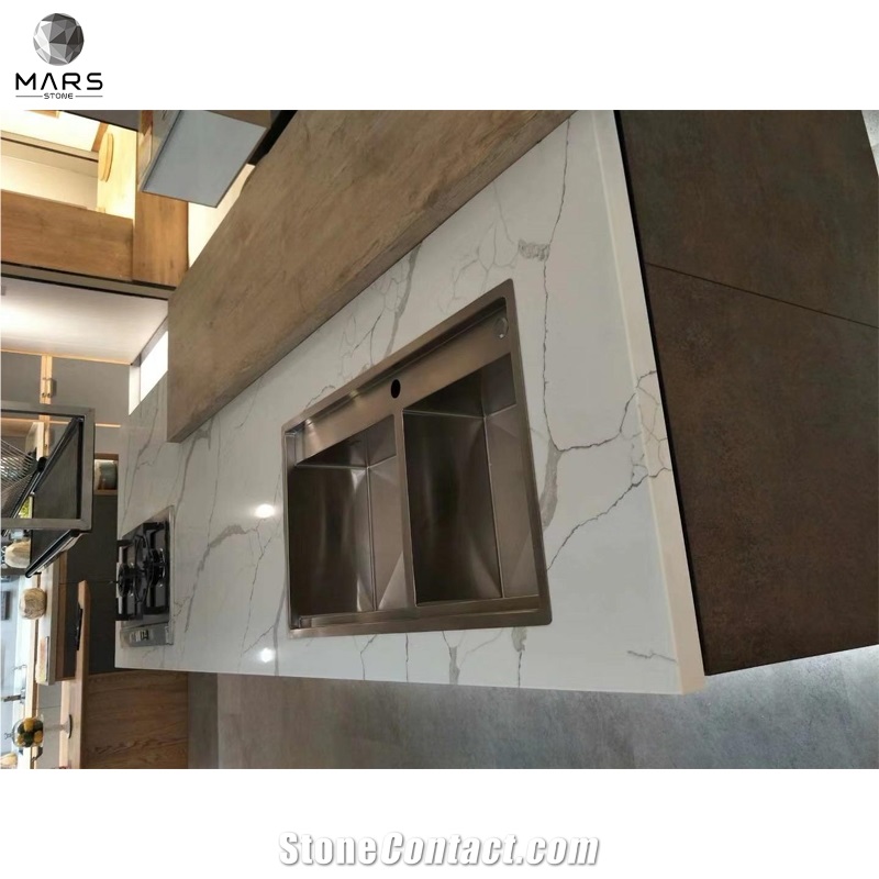 Luxury Home Design Pure White Quartz Countertop Kitchen