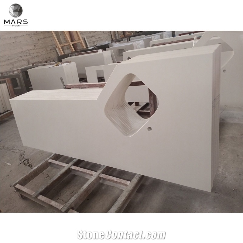 Pure White Quartz Customized Design Quartz Countertop