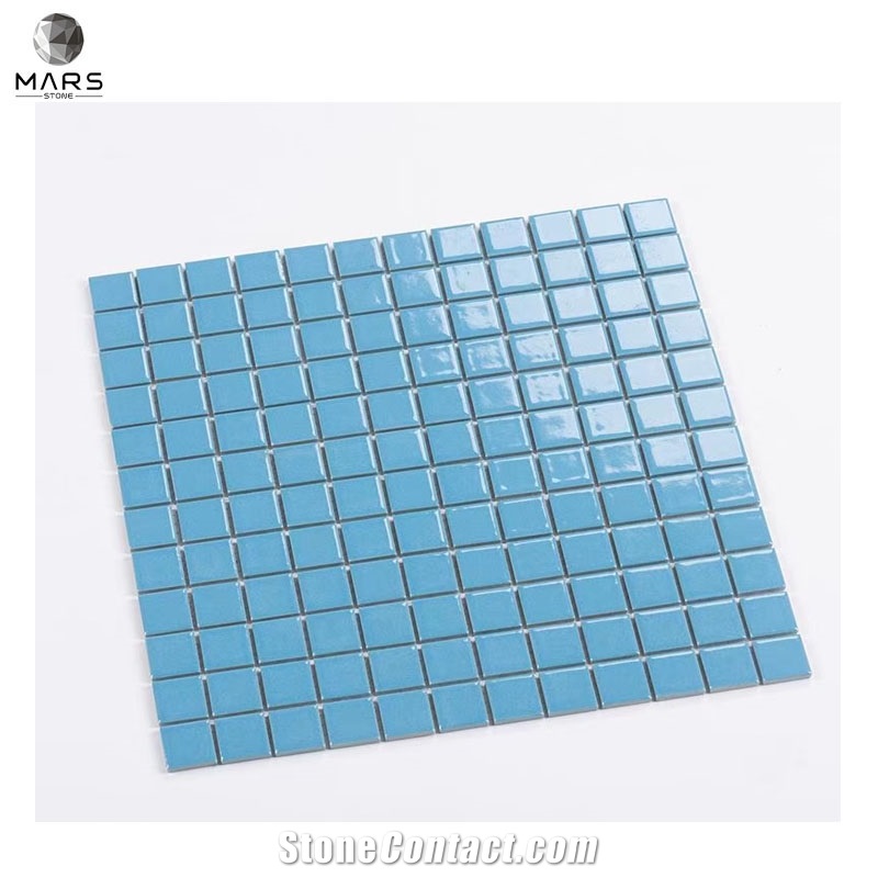 Swimming Pool Aquatic Ocean Blue Square Glass Mosaic Tile