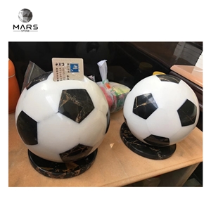 3D Natural Marble Stone Football And Waterjet Marble Ball