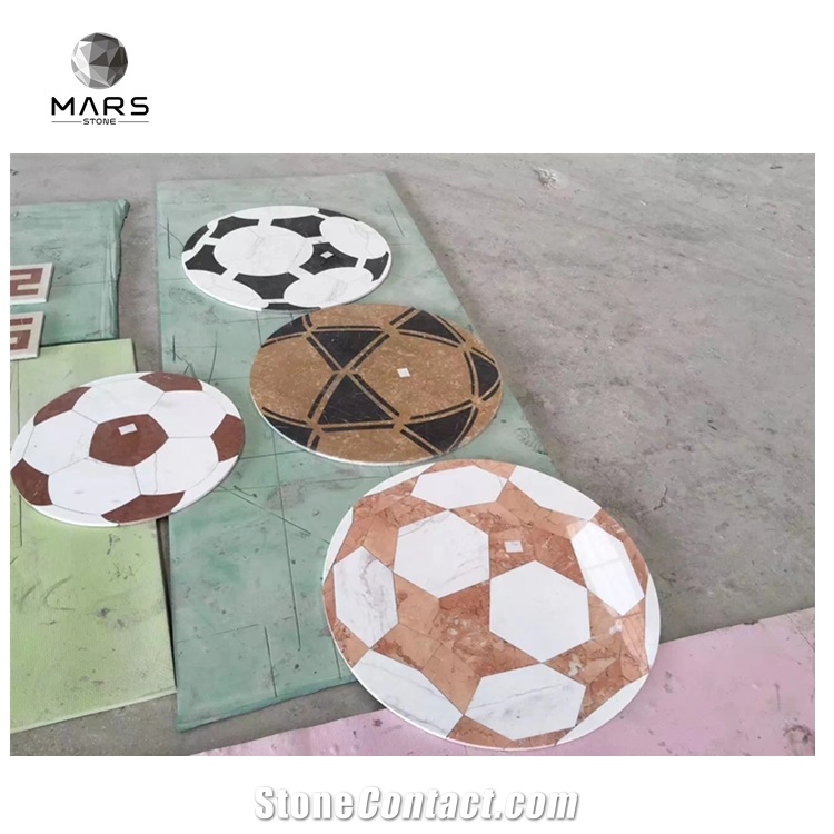 3D Natural Marble Stone Football And Waterjet Marble Ball