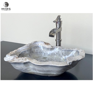Amazon Hot Sale Natural Stone Grey Volos Onyx Sink