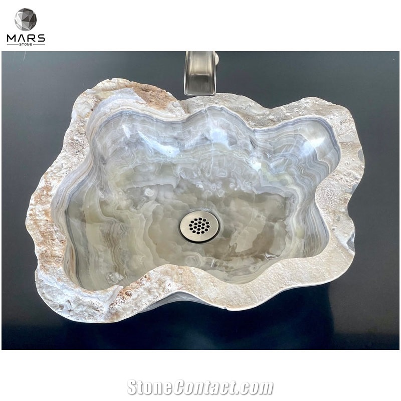 Amazon Hot Sale Natural Stone Grey Volos Onyx Sink