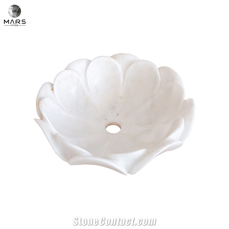 American Style Carrara White Marble Flower Shape Sink