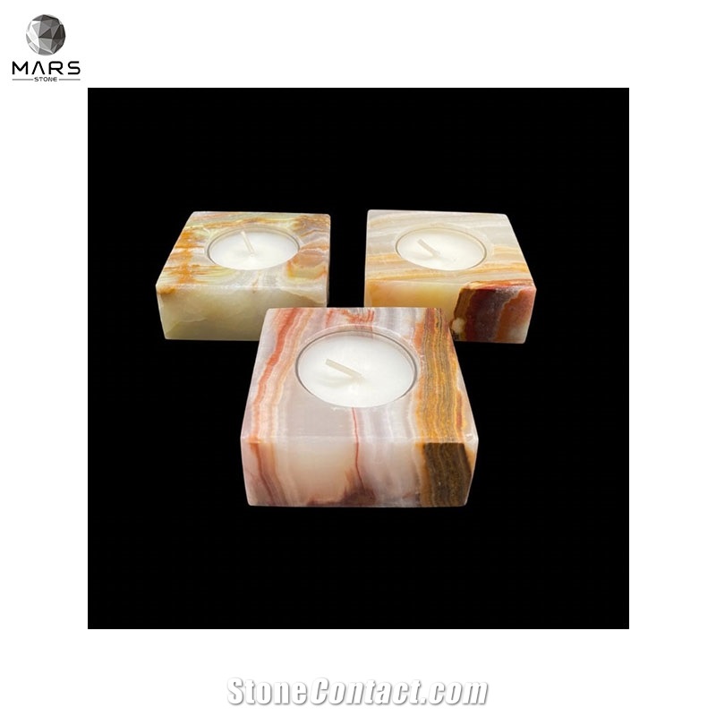 American Style Unique Custom Onyx Square Candle Holder