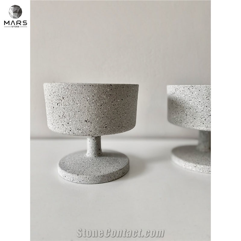 Artistic Popular Design White Natural Stone Candle Holder