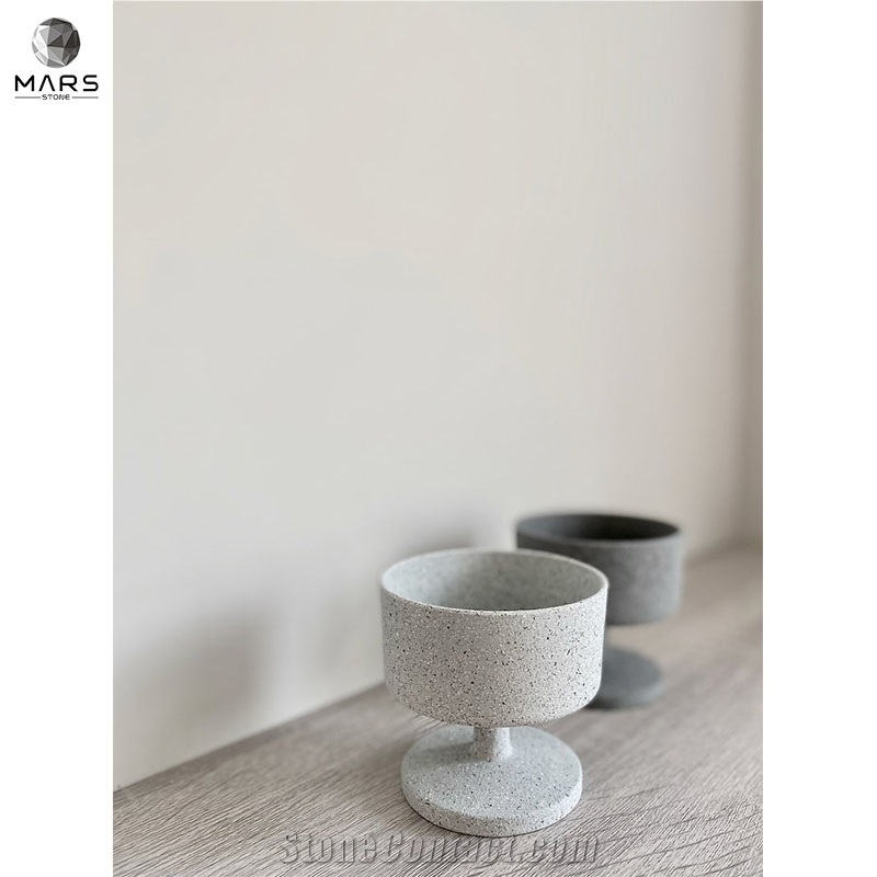 Artistic Popular Design White Natural Stone Candle Holder