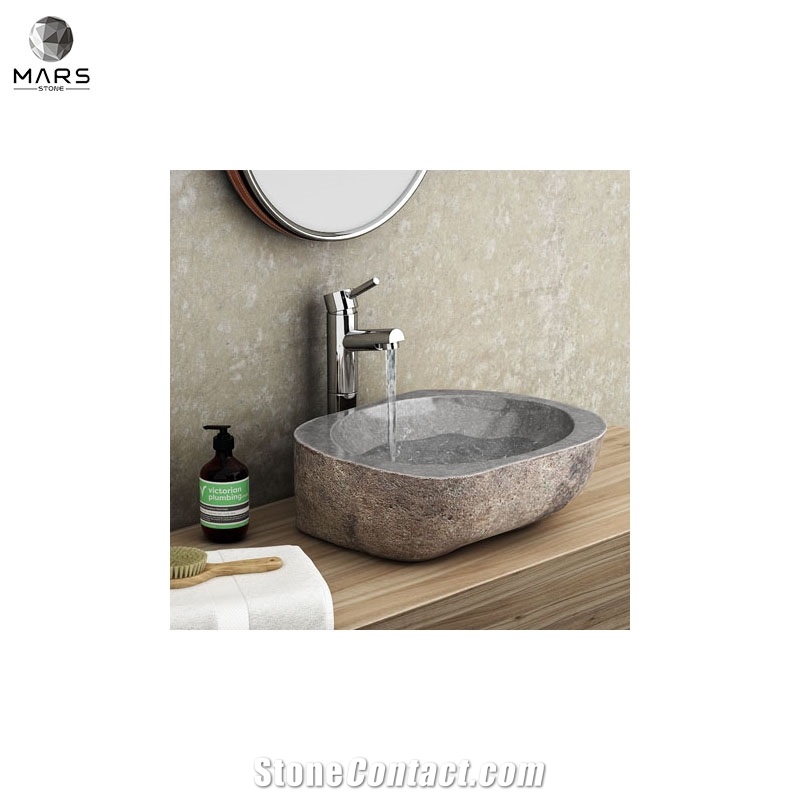 Artistic Unique Luxury Customized Grey Stone Sink Washbasin