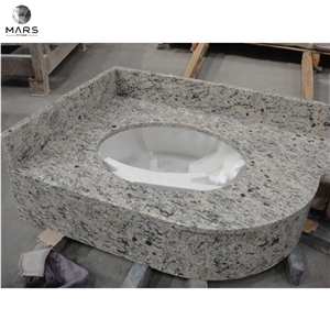 Banjo Shape Bow Design Santa Cecilia Light Granite Vanity Top