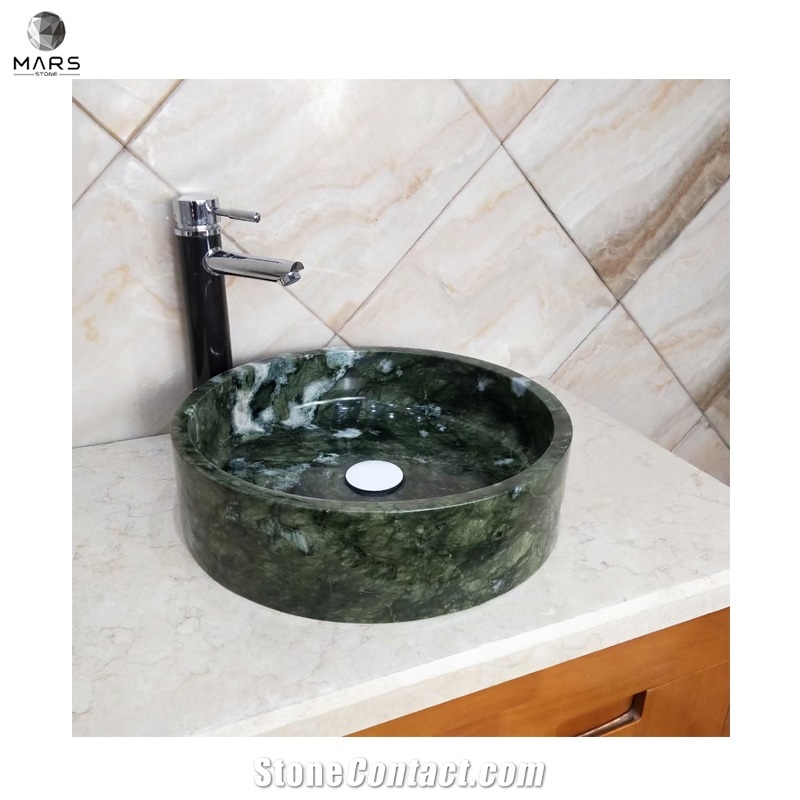 Beautiful Modern Green Stone Round Bathroom Wash Sink