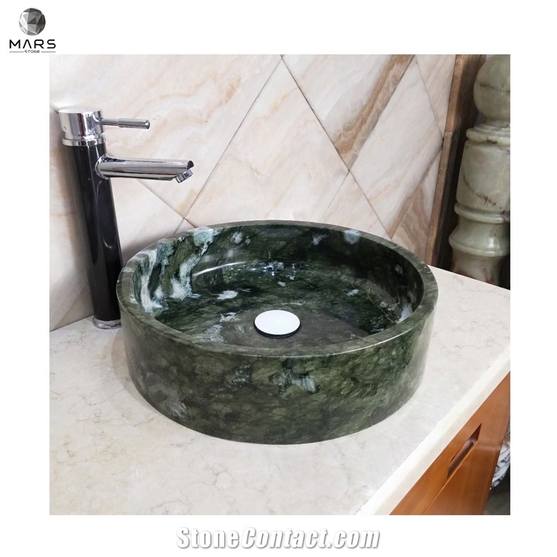 Beautiful Modern Green Stone Round Bathroom Wash Sink