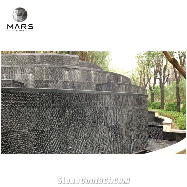 Black Stone Granite Grooved Finished Tiles  For Outdoor Wall