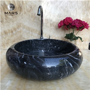Cheap Price Black Marble With White Veins Square Sink