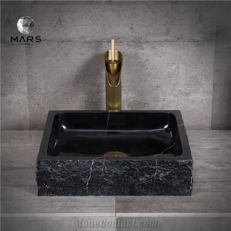 Cheap Price Black Marble With White Veins Square Sink