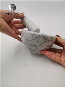 Custom Natural Marble Stone Mortar With Pestle Set