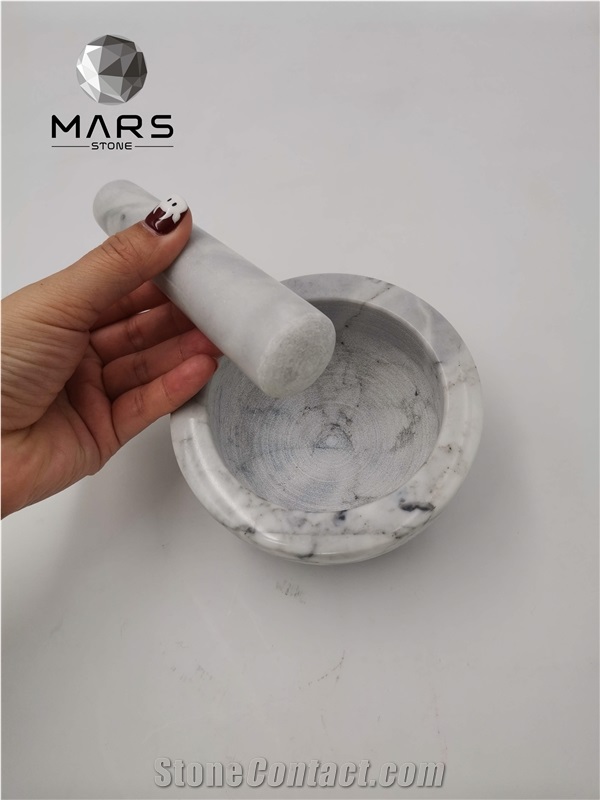 Custom Natural Marble Stone Mortar With Pestle Set