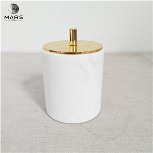 Custom White Marble Stone Candle Jar Holders Containers