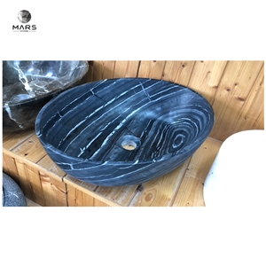 Dark Grey Natural Marble Sink Wash Basin For Bathroom