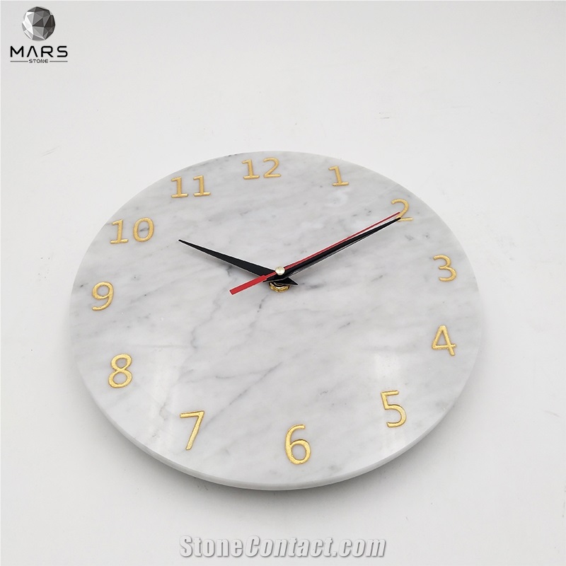 Decorative Handmade Modern Round White Marble Wall Clock