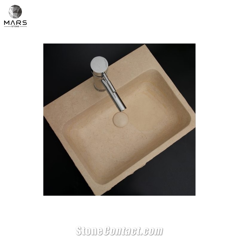 Factory Direct Price Art Design Rectangle Beige Marble Sink