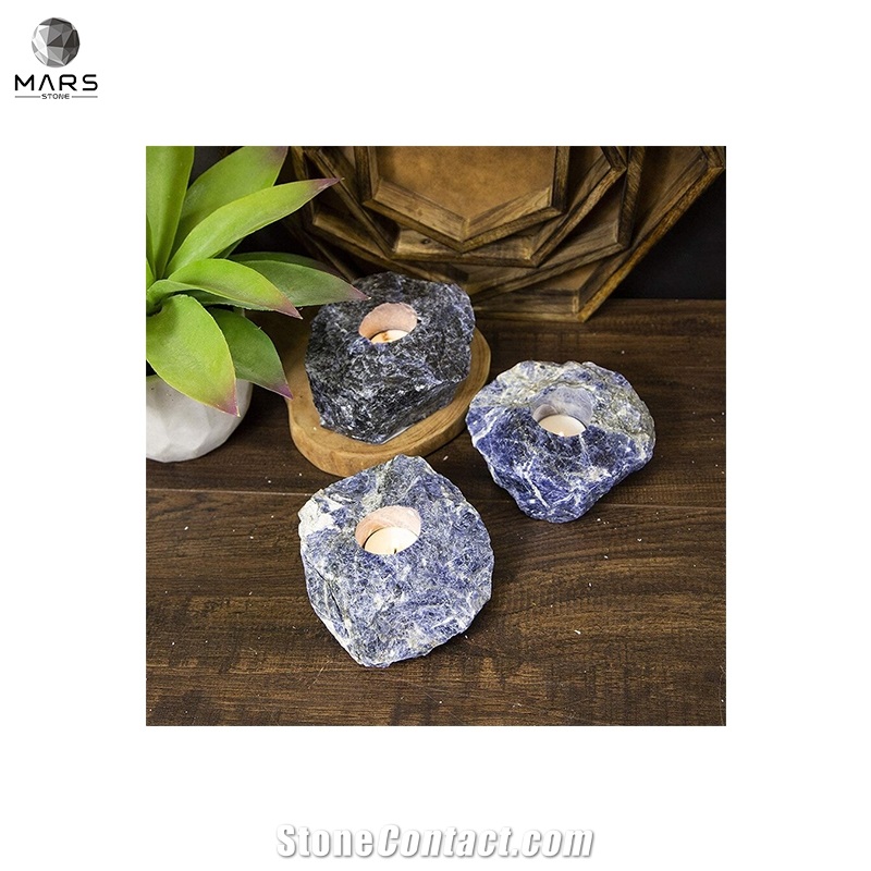 Factory Price Hot Natural Blue Sodalite Stone Candle Holder