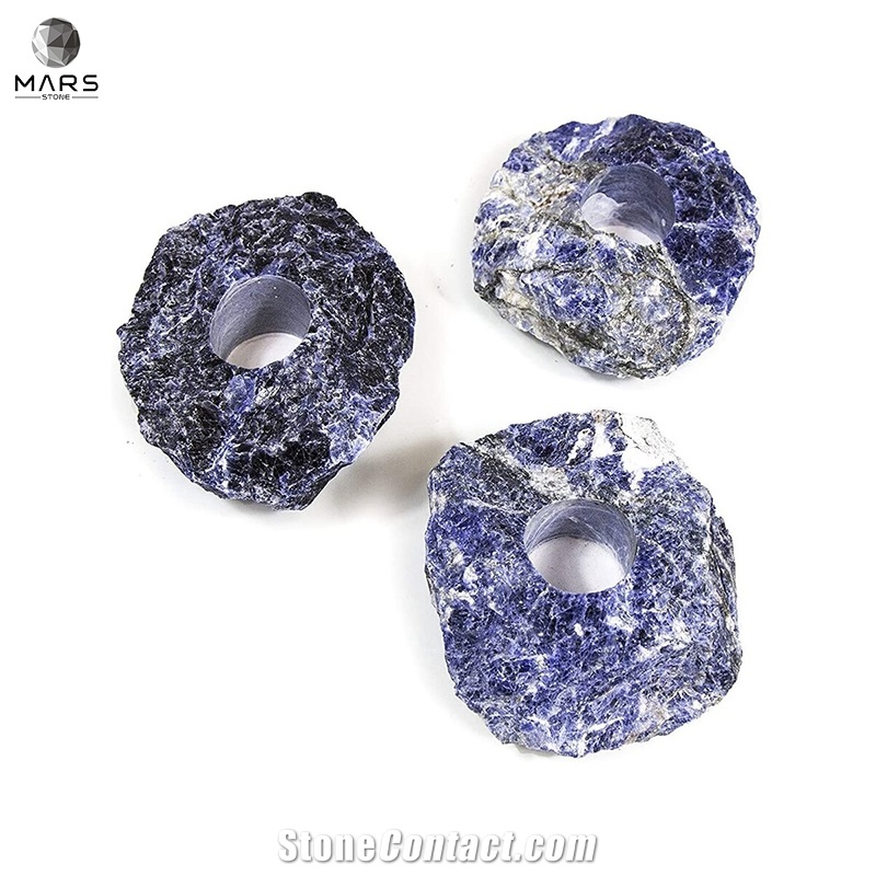 Factory Price Hot Natural Blue Sodalite Stone Candle Holder