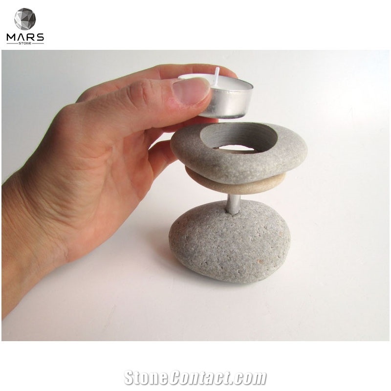 Factory Price Pebble Candle Holder Coastal Natural Stone