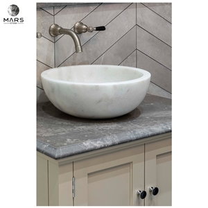 Fashion Light Grey Porcelain Chevron Calacatta Honed Basin